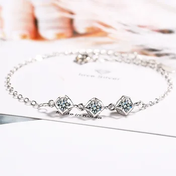 

925 Sterling Silver Crystal Charm Bracelet For Women Bracelet &Bangle Fashion Jewelry Party Gift SL391