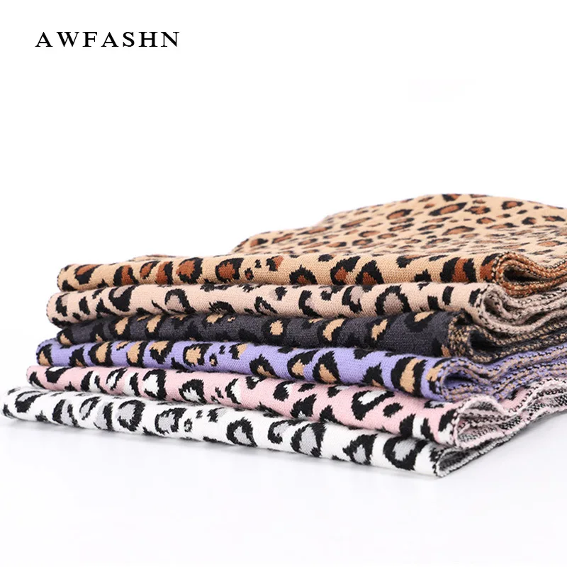 Новинка 2019 модный вязаный шарф высокого качества с леопардовым принтом для