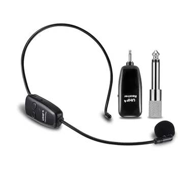 

UHF wireless microphone with 60m stable transmission for sound amplifier Portable microphone detachable microphone black