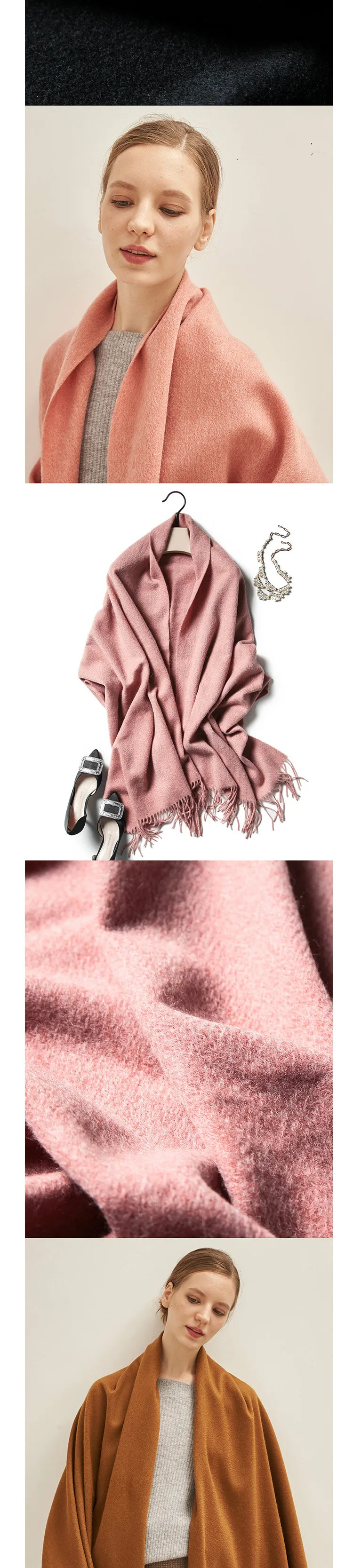 Чистый шерсятной зимний шарф и шаль женская модная шаль взрослые однотонные шарфы Роскошные осенние шали и обертывания шарфы-пончо для дам