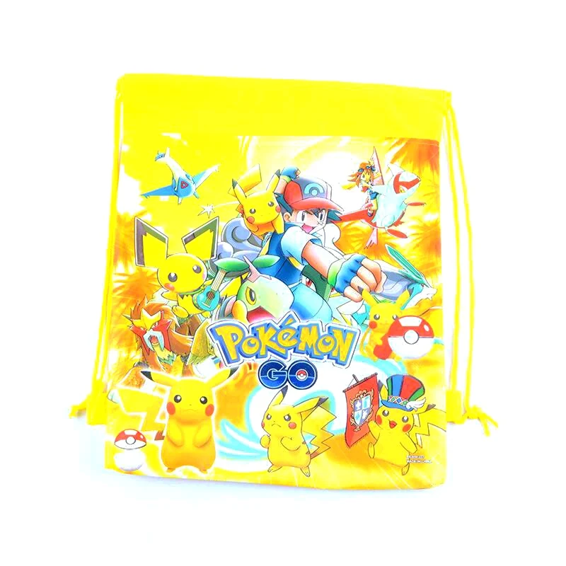 1pcs Non-woven Drawstring Bags The Avengers Spiderman Iron Man Super Hero Theme Gift Bag Kids Baby Birthday Party Gifts - Color: Pokemon Style 2