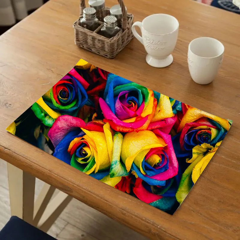 Fuwatacchi Coffee Place Mat Linen Ramadan Dining Table Placemat Tableware Fiber Pad Coaster Eid Party Supplies Table Placemats