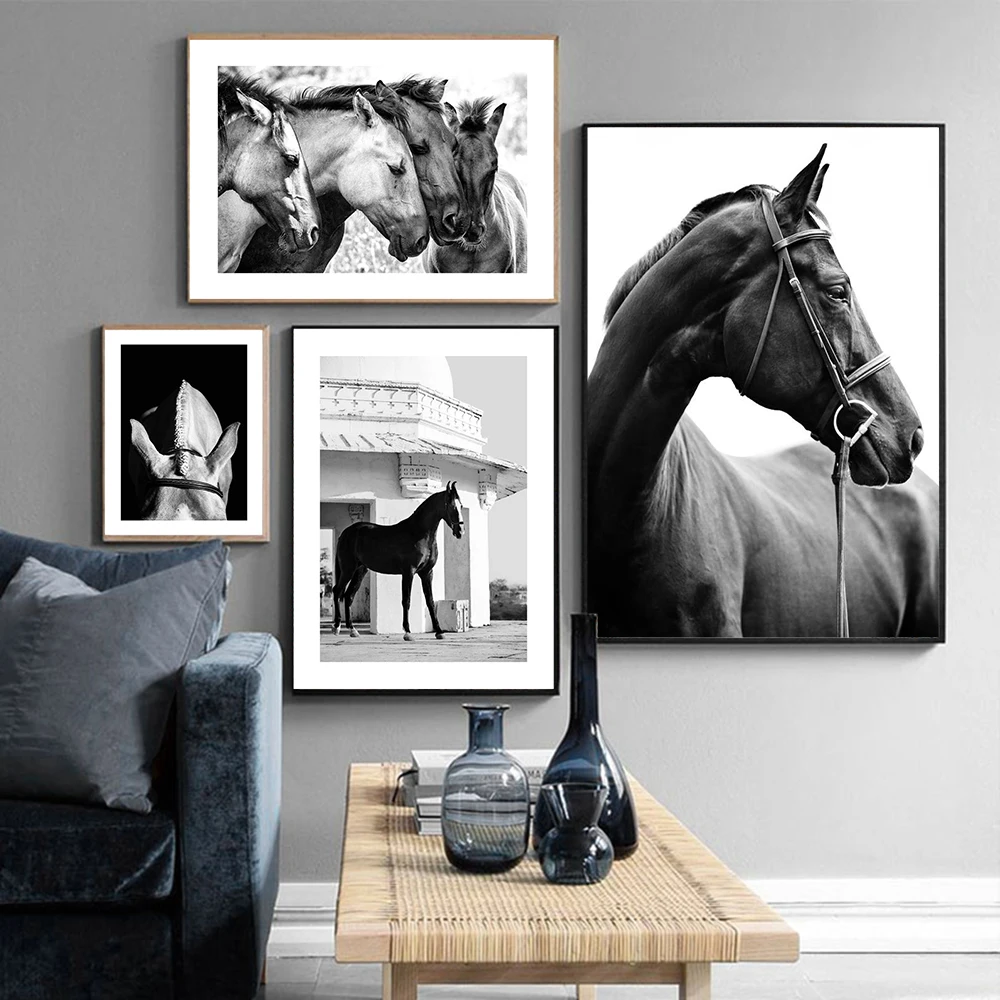 Black White Photography Horses Poster Animals Canvas Painting On The Wall Nordic Print Picture For Living Room Home Decor | Дом и сад