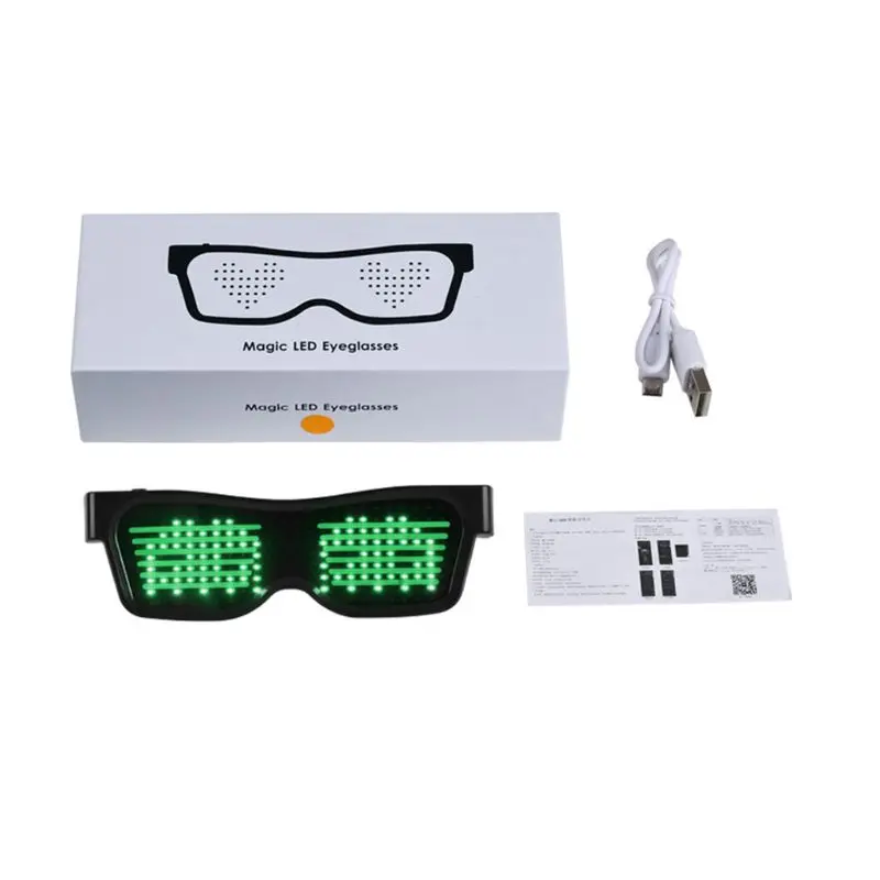 GREEN Магия Bluetooth светодиодные очки для вечеринок приложение Управление щит светящиеся очки USB зарядка DIY приложение Управление многоязычные быстрая светодиодной вспышкой - Цвет оправы: GREEN