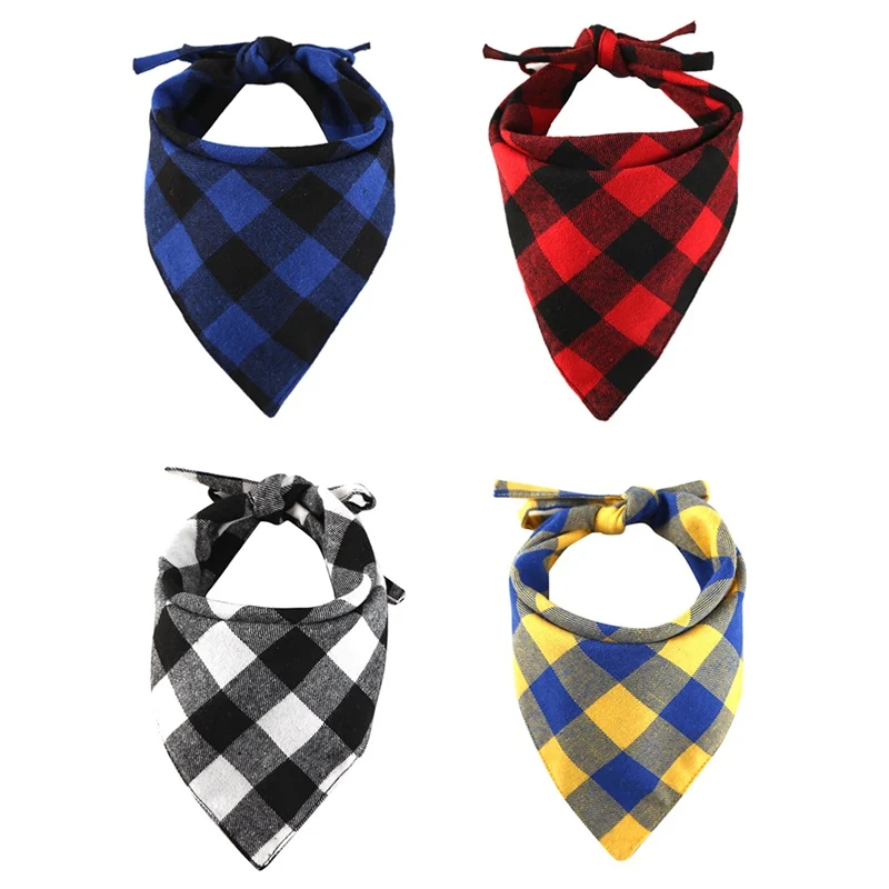Cotton Dog Plaids Triangular Bandana Scarf Washable And Reusable Bibs For Small Pets And Dogs Pet Products