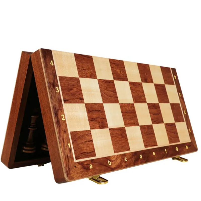 39*39CM Wooden Chess Set 4 Queen Chess Game King Height 80mm Pieces Folding Chessboard Board Game Chessman Home Decoration