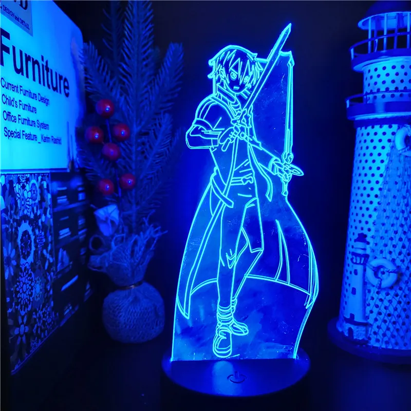 Акриловый светодиодный ночник аниме меч искусство онлайн Kirito декор для спальни