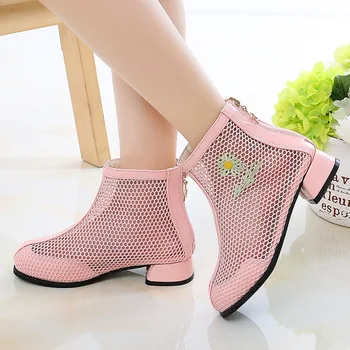 

Summer kids girls embroidery lace sandals ankle boots for big girls kids school hollow boots princess shoes shoe new 2020
