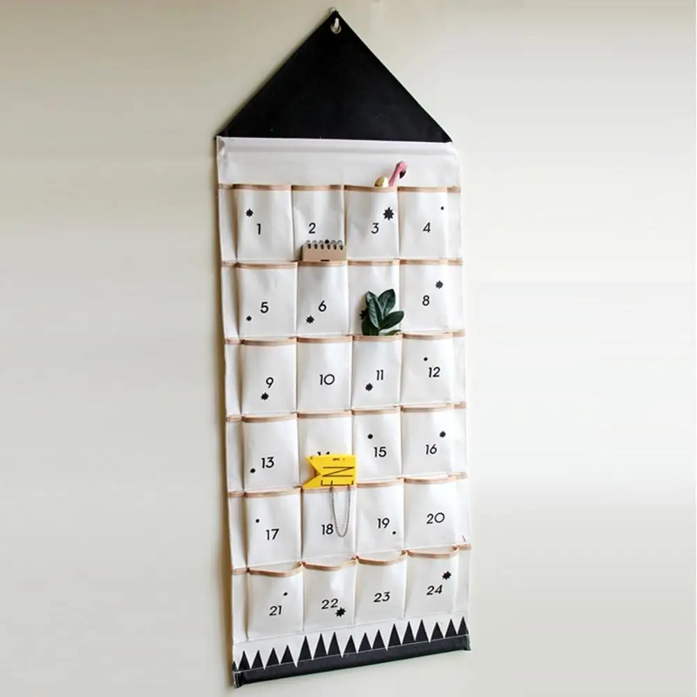 

Cute Wall Door Hanging Storage Pockets Pouch with 24 Numbers for Home Office School Christmas Xmas Decoration Countdown Calendar