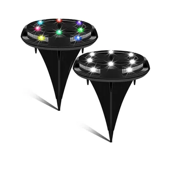 

Solar Ground Light Gradient Light 10 LED Outdoor IP67 Waterproof Solar Disk Lights for Garden Patio Lawn Courtyard