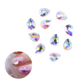 

10pcs Imitation Crystal Nail Art Gems Flat Backs Nail Art Rhinestones Accessories DIY Decoration for Nail Art DIY Crafts (6x8MM