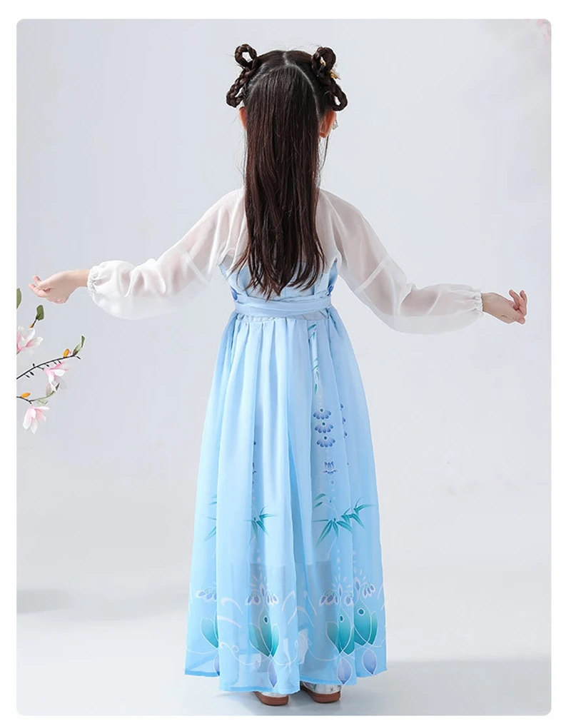 Hanfu/ дизайн, платье с юбкой для девочек осенне-зимние модели с длинными рукавами в стиле ретро, китайский стиль, супер сказочные костюмы, юбка
