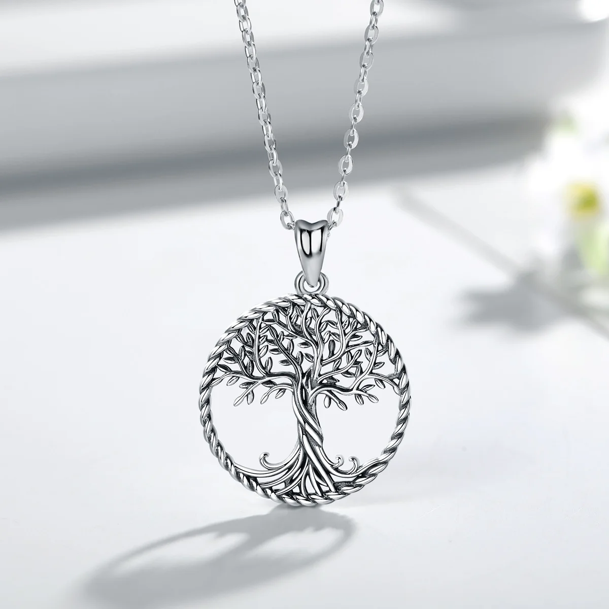 Eudora 925 пробы Серебряное Древо жизни ожерелье окисленное серебро скрученный дубовое Дерево Шарм с серебряной цепочкой или только кулон CYD487