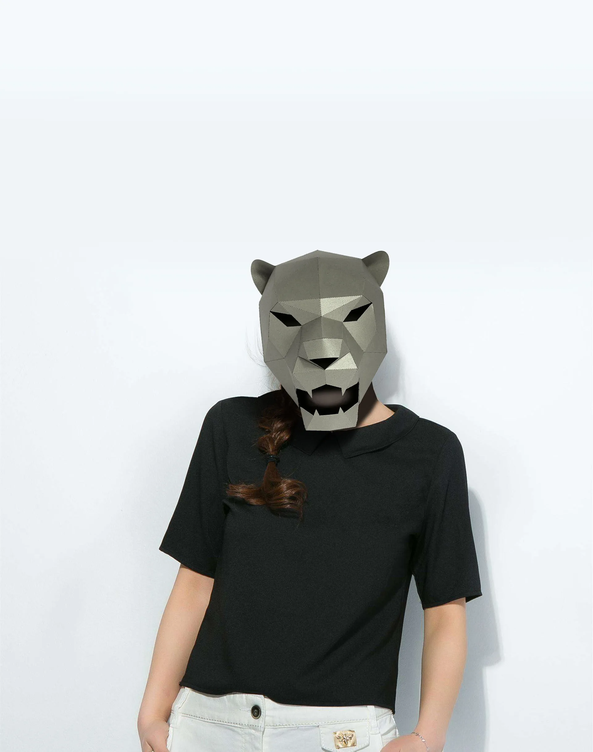 As picture Бумажная маска 3d костюм Ягуара леопарда Косплей DIY Бумага Ремесло Маска модели Рождество Хэллоуин выпускной вечер вечерние подарки - Цвет: As picture