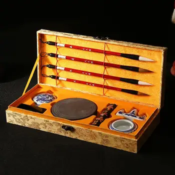 

Chinese Calligraphy Writing Brushes Ink Stick Stone Holder Stamp Washer Set Gift
