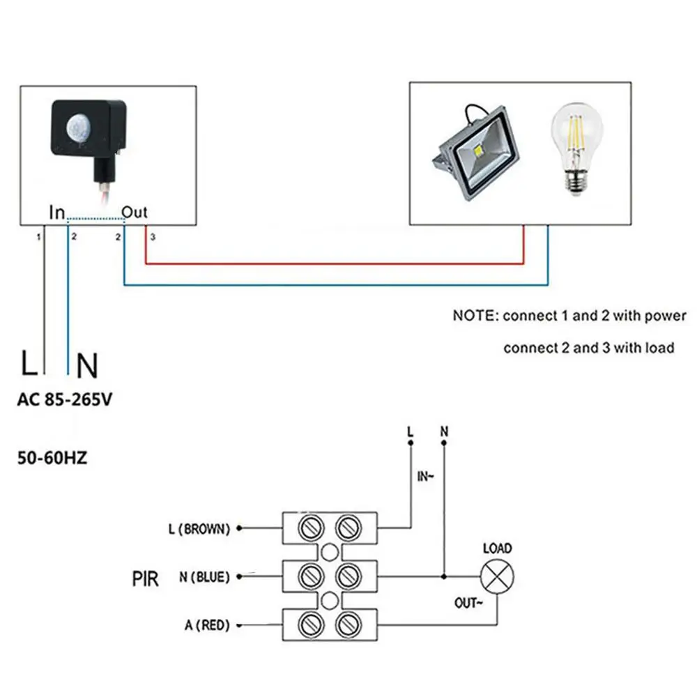 85-265V Outdoor Security PIR Human Body Motion Sensor Detector Inductor Switch for Led Floodlight H - 4000042233846