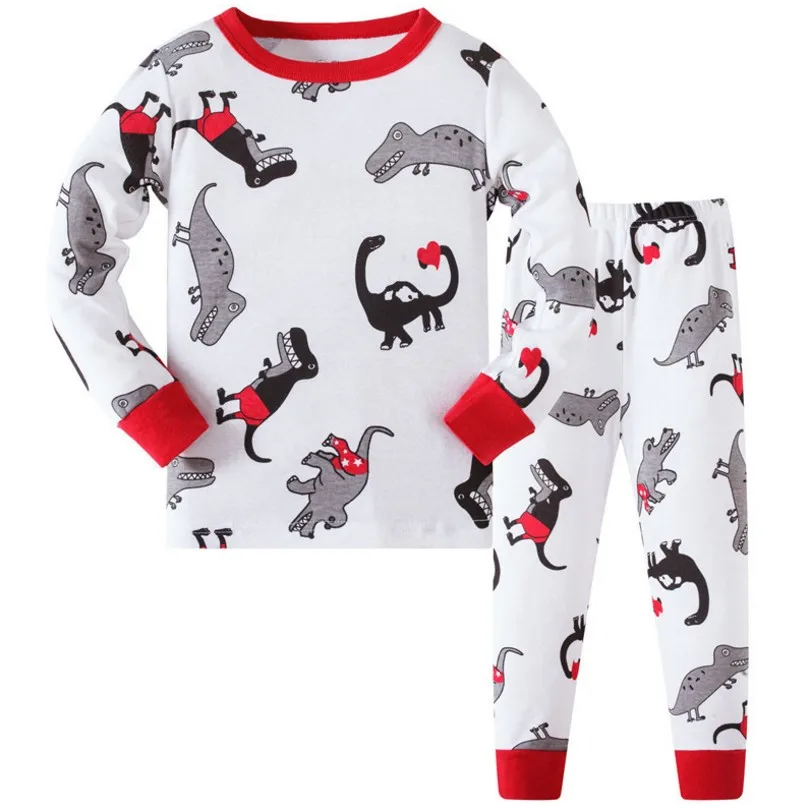 Комплект одежды для малышей; пижамные костюмы для мальчиков с мультяшными машинами; осенне-зимний Ночной костюм; хлопковые детские пижамы; одежда для сна; детская одежда для сна - Цвет: W123