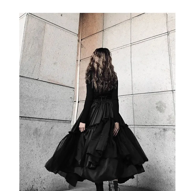 XITAO, необычная черная юбка, модная новинка, Женская плиссированная юбка размера плюс, эластичная талия, пэчворк,, зимнее бальное платье, юбка DMY1796
