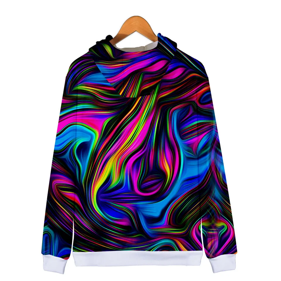 Красочные Psychedelic 3D Толстовка с капюшоном Femme Повседневная Свободная кофточка для мужчин и женщин Толстовка С Карманами модная куртка пальто