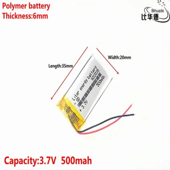

Good Qulity 3.7V,500mAH,602035 Polymer lithium ion / Li-ion battery for TOY,POWER BANK,GPS,mp3,mp4