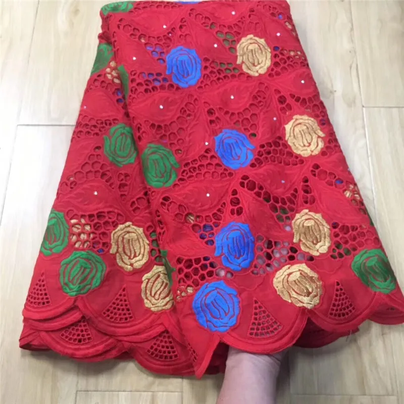 Высокое качество африканская сетчатая кружевная ткань хлопок вышивка французская швейцарская вуаль пробивная хлопковая кружевная ткань белая 5 ярдов