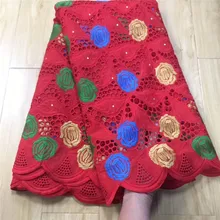 Высокое качество африканская сетчатая кружевная ткань хлопок вышивка французская швейцарская вуаль пробивная хлопковая кружевная ткань белая 5 ярдов