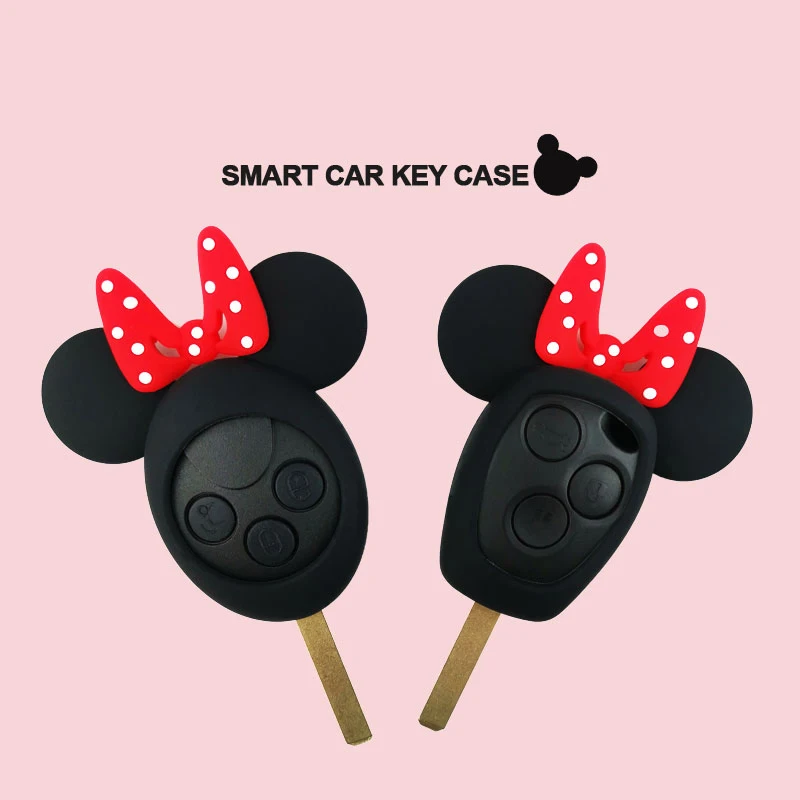 Silicone Car Key Cover Case Bowknot Set Protector Keychain Interior Decoration For Smart 451 453 fortwo Accessories | Автомобили и