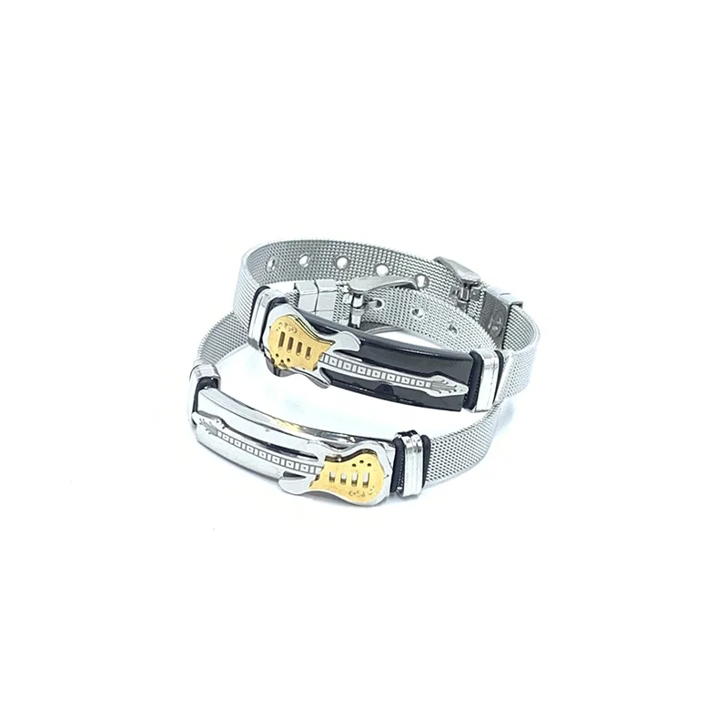 Guitar Mesh Bracelet Strap Stainless Steel Bangle Punk Jewelry for Men