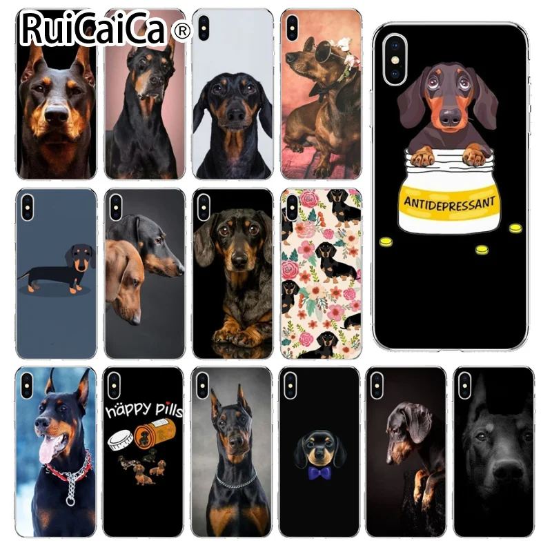 Ruicaica Dachshund Doberman Dog Silhouette TPU Phone Case Cover Shell for Apple iPhone 8 7 6 6S Plus X XS MAX 5 5S SE XR |