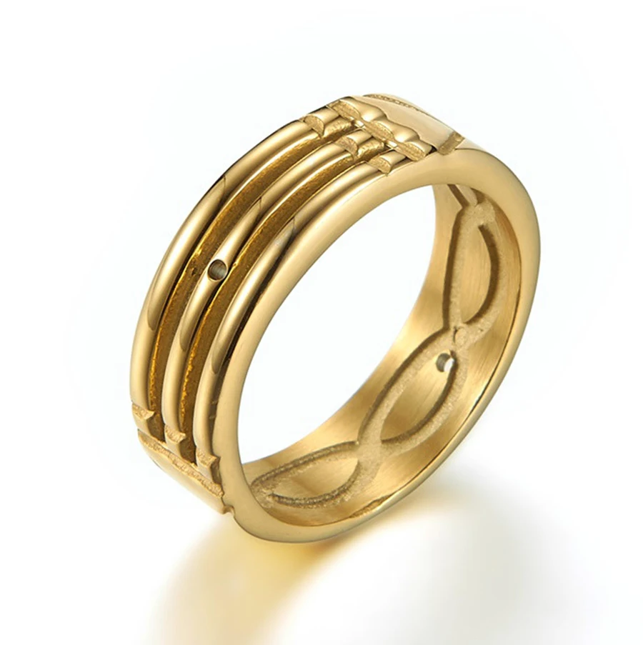 

WAWFROK Stainless Steel Trendy Unisex Rings Gold/silver Plated Atlantis Rings for Women/men Engagement/Wedding Ring Jewelry