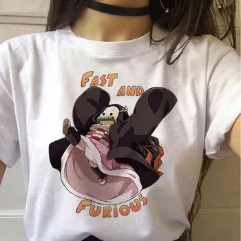 

Demon Slayer Funny Cartoon T Shirt Women Kimetsu No Yaiba Japanese Anime T-shirt Fashion Graphic Top Tee Female