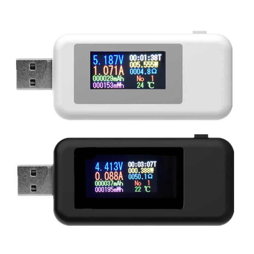 Pantalla LCD a color digital Probador USB Voltaje Corriente probador Cargador USB Probador Medidor de potencia Sincronizaci/ón Amper/ímetro
