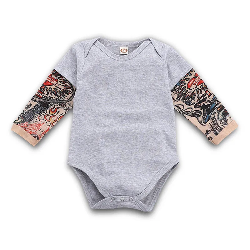 Gray Bunvel/зимняя одежда для новорожденных девочек и мальчиков; цельный комбинезон с длинными рукавами и татуировкой; Рождественский комбинезон для малышей; Costumet t - Цвет: Gray