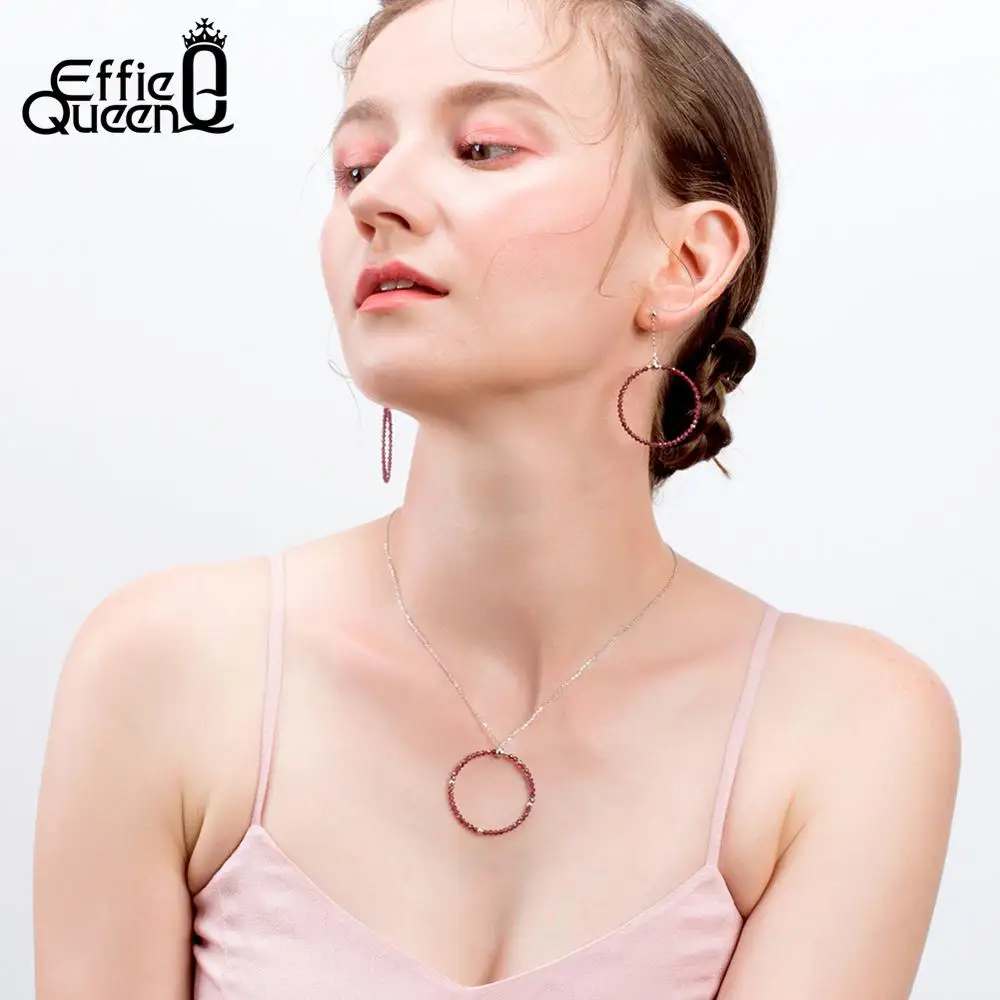 Effie queen 925 пробы серебряные ожерелья черная шпинель драгоценный камень большой круглой формы вечерние ювелирные изделия лучший подарок для девочек TSN159