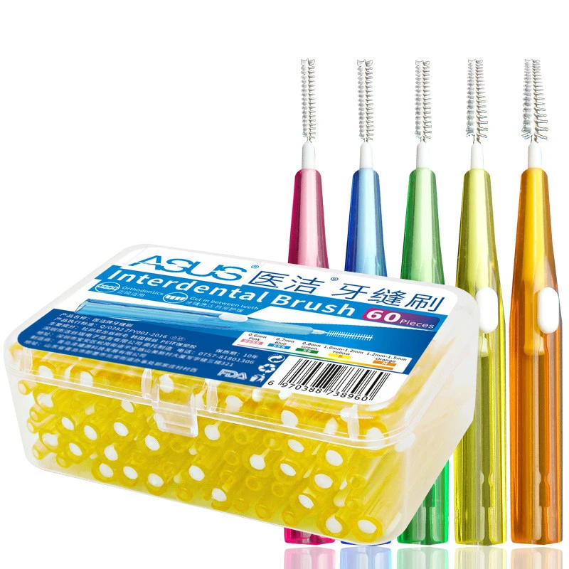 

60 Pcs/Pack Push-Pull Interdental Brush Gum Interdental Tooth Brush Orthodontic Wire Brush Toothbrush Oral Care Toothpick