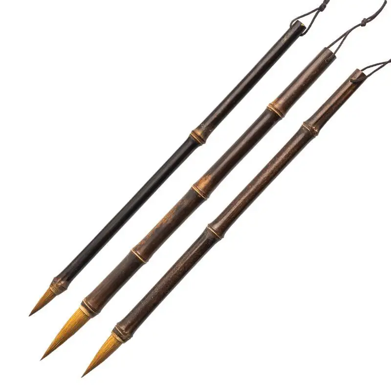 3pcs Weasel Hair Writing Brush Bamboo Penholder Beginner Painting Hook Line Pen Calligraphy Chinese Handwriting Practice Supply