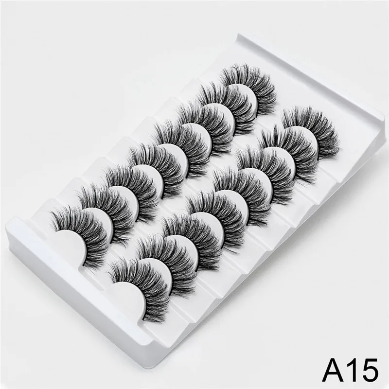 A15 2/5/8 стержень пар Eyelashs натуральных длинных 3D накладные ресницы из норки Толстая ручной работы накладные ресницы объем мягкая норка Искусственные ресницы ресниц - Цвет: A15