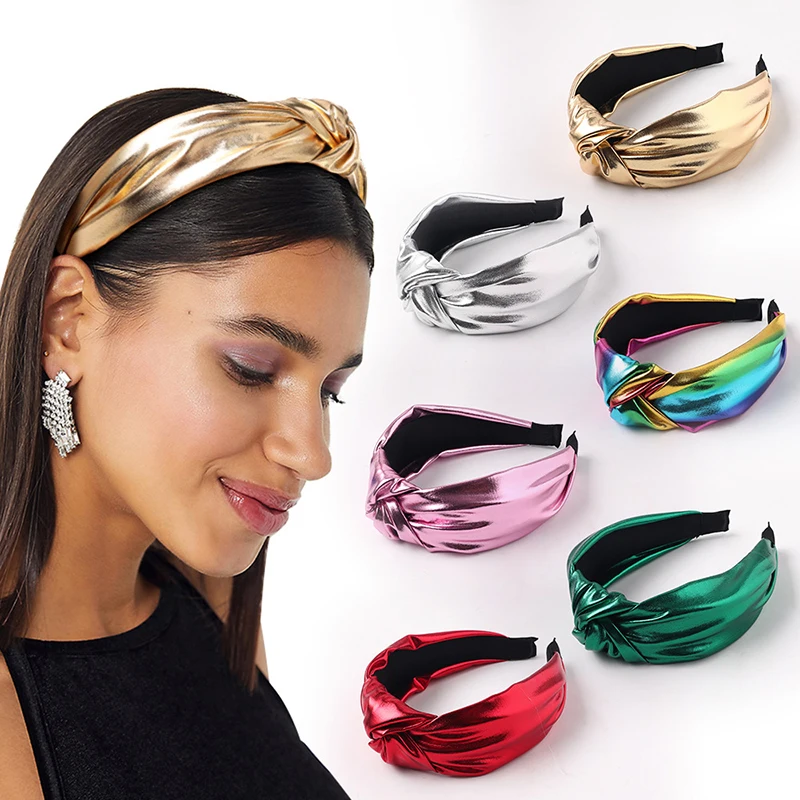 

1PC New Arrival Black & White PU Headband Front Knot Solid Color Stylish Headband for Women Fashion Hair Accessories