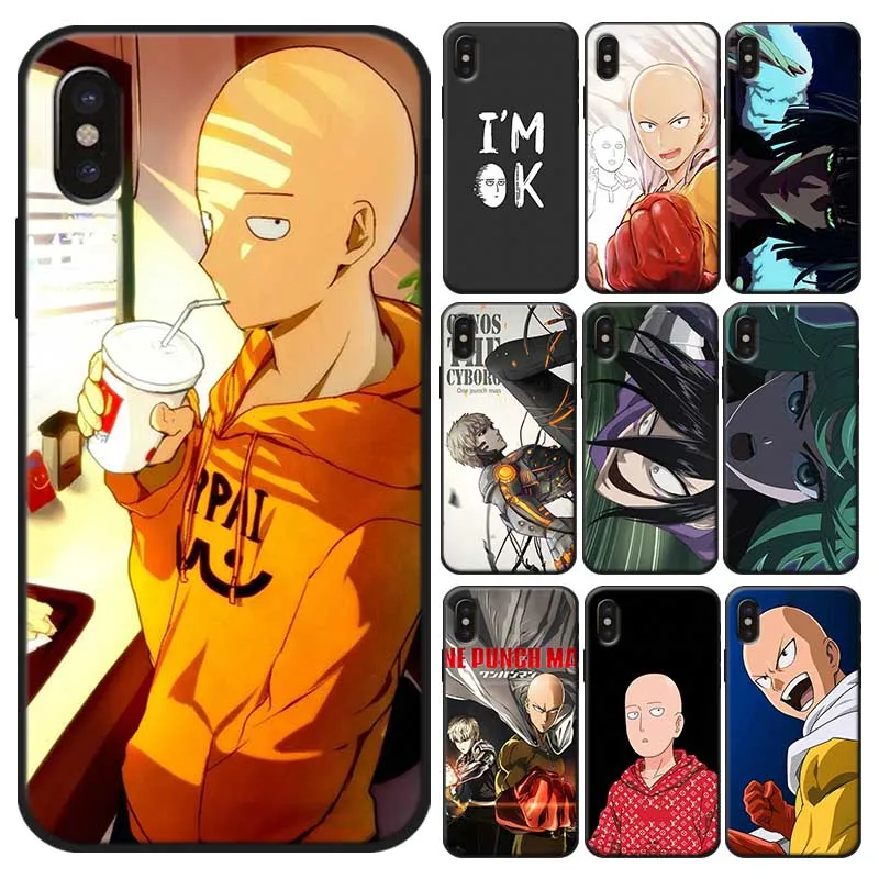 For iPhone 11 11pro pro max 7 XR X 6S 8 XS MAX 6 plus SE 5S Soft silicone Cover Phone Case One Punch Man |
