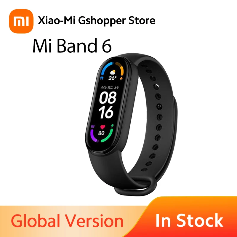 Умный водонепроницаемый фитнес-браслет Xiaomi Mi Band 6 с измерением пульса и уровня