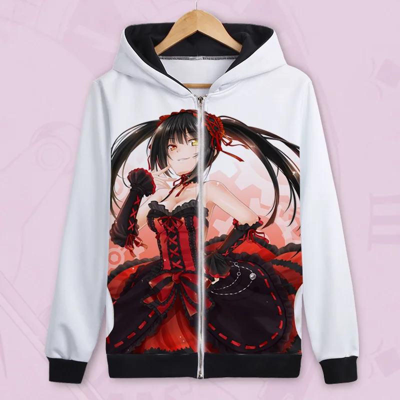 DATE A LIVE Yatogami Tohka толстовка с капюшоном, косплей костюм для мужчин и женщин, модная мультяшная куртка с капюшоном, школьная форма для студентов
