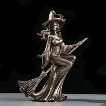

MGT NORDIC RTRO MODERN MINIMALIST PERSONALITY WITCH STATUE CRAFT HOOM ACCESSORIES DESK KIDS ROOM DECOR FAIRY GARDEN SCULPTURE