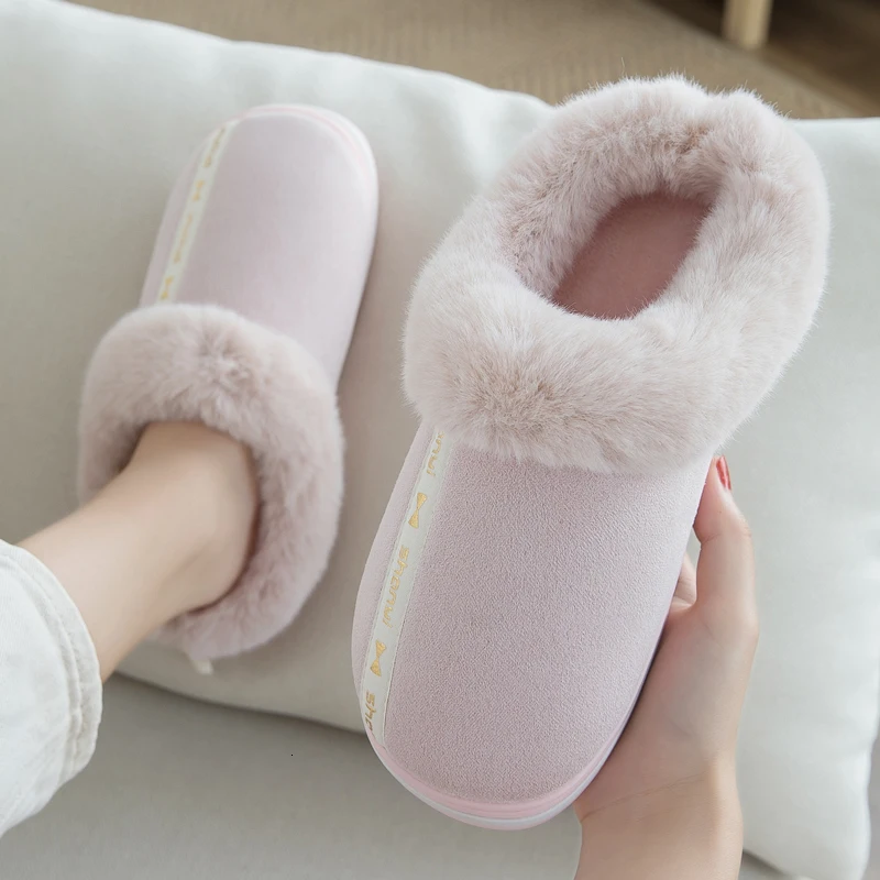 

Women Winter Home Slippers White Stripe Non-slip Soft Winter Warm House Slipper Indoor Bedroom Lovers Couples Floor Slipper