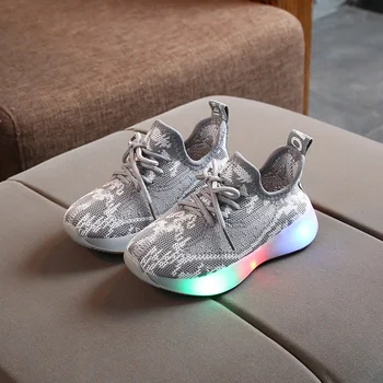 

Kids LED Mesh Sneakers Breathable Children Sports Shoes For Baby Girls Boys Luminous Shoes with Light Size 21-30