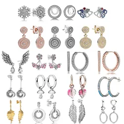 New Women For Jewelry Charm DIY Designer Original Acessorios Femininos Stud Hoop Earrings Aros De Plata Ley 925 Mujer Pendientes