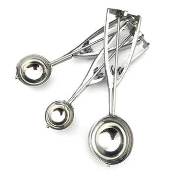 

3Pcs/Set Ice Cream Scoop Stainless Steel Dessert Spoon Watermelon Mash Potato Cookies Dough Disher Spoon Useful Kitchen Tools