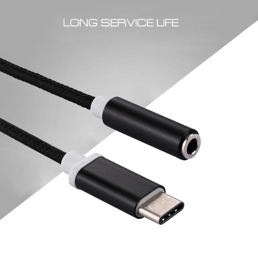 HAWEEL USB-C/type-C Мужской до 3,5 мм Женский переплетенный текстурный аудио адаптер для Galaxy S8& S8+/LG G6/huawei P10& P10 Plus