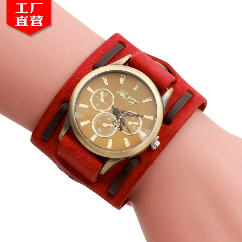 

Fashion Wide Strap Weaving Bronze Retro Watch Men's Three-Eyed Article Nail MEN'S Watch Hot Sales