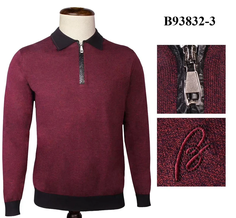 Мужской свитер Billionaire из змеиной кожи, зима, новинка, деловое качество, на молнии, модная повседневная английская M-4XL - Цвет: Red wine