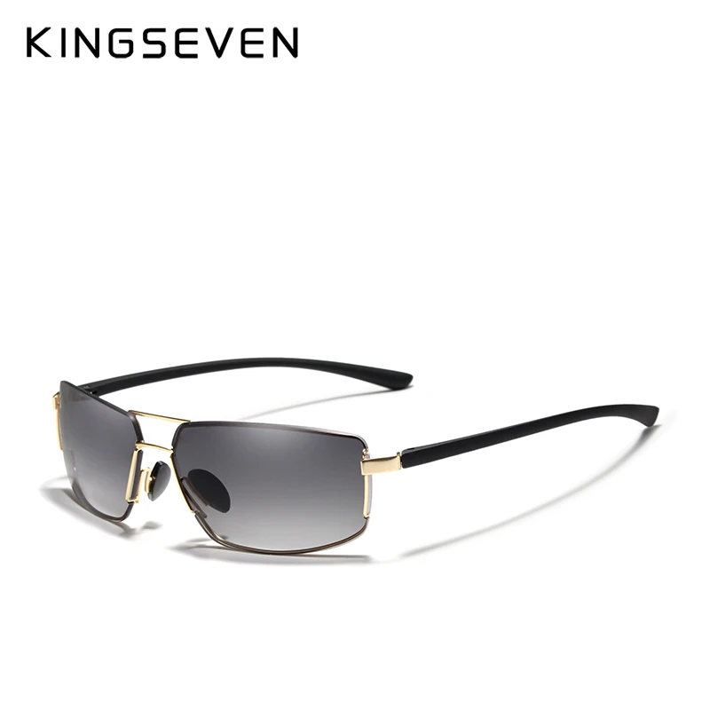 KINGSEVEN, брендовые дизайнерские солнцезащитные очки для мужчин, для вождения, квадратная оправа, солнцезащитные очки, мужские, классические, унисекс, очки Gafas - Цвет линз: gold gray